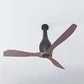 Modern Ceiling Air Conditioning Fan With Black Motor And Wooden Blades Design