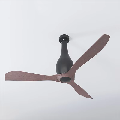 Modern Ceiling Air Conditioning Fan With Black Motor And Wooden Blades Design 3d model