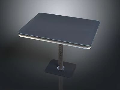 Modern Square Table With Dark Glass Top And Sturdy Metal Base Design 3d model