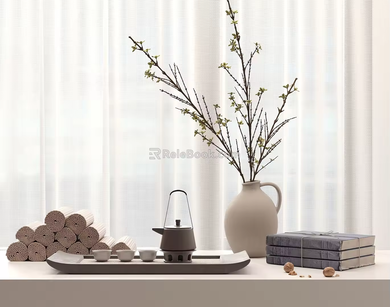Potted Combination Ornaments Books 3d model