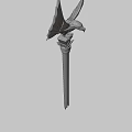 Golden Eagle Themed Scepter Weapon With Spread Wings And Sculpted Column Base 3d model