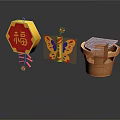 Commercial Decorative Equipment With Red Fu Character Ornament Butterfly Design And Perforated Flower Pot