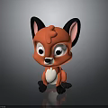 Adorable Cartoon Fox Character Red Body Black Ears White Belly