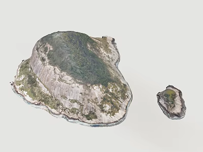 Scenic Landscape Featuring Shell Shaped Rock Formation With Green Vegetation And Smaller Companion Structure 3d model