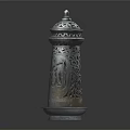 Carved Column Design Metal Decorative Ornament Set In Vintage Style With Floral Patterns