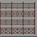 Wooden Railings With Various Intricate Patterns And Traditional Design Elements 3d model