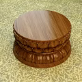 Wooden Sculpture Carving With Intricate Floral Motifs And Round Layered Base