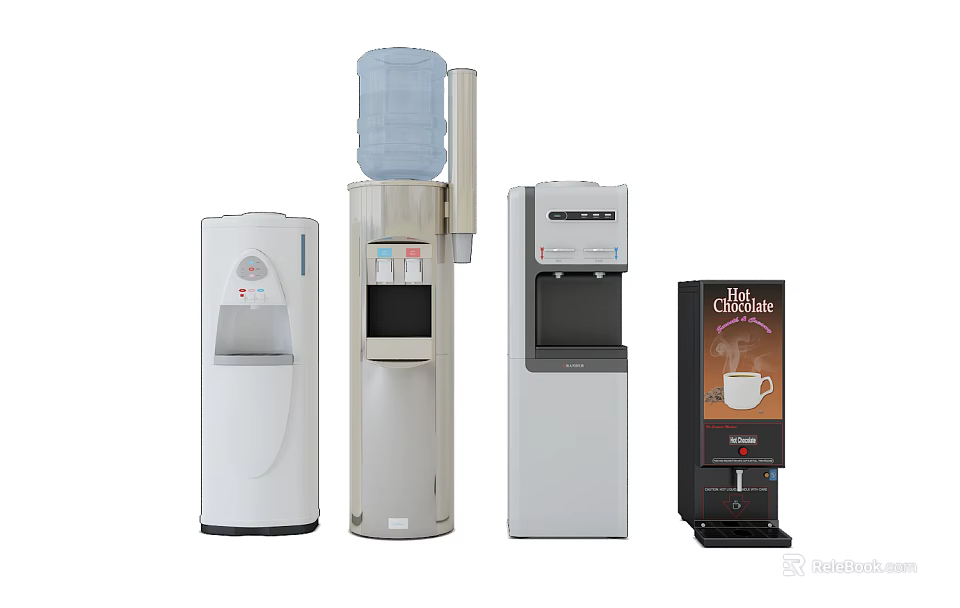 Different Types of Modern Household Appliances Including Water Dispensers Coffee Machine and Beverage Dispensers 3d model 