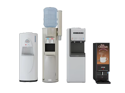 Different Types of Modern Household Appliances Including Water Dispensers Coffee Machine and Beverage Dispensers 3d model