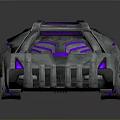 Futuristic Silver Racing Vehicle With Purple Accents And Streamlined Aerodynamic Body Design
