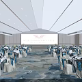 Luxurious Vienna Hotel Banquet Hall With Elegant Tables Setup And Modern Lighting