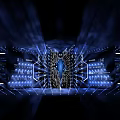 Futuristic Stage Design Featuring Blue Lighting Geometric Structures And Digital Effects 3d model