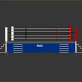 Standard Boxing Ring Structure With Blue Mat Surface Roped Barriers And Side Steps