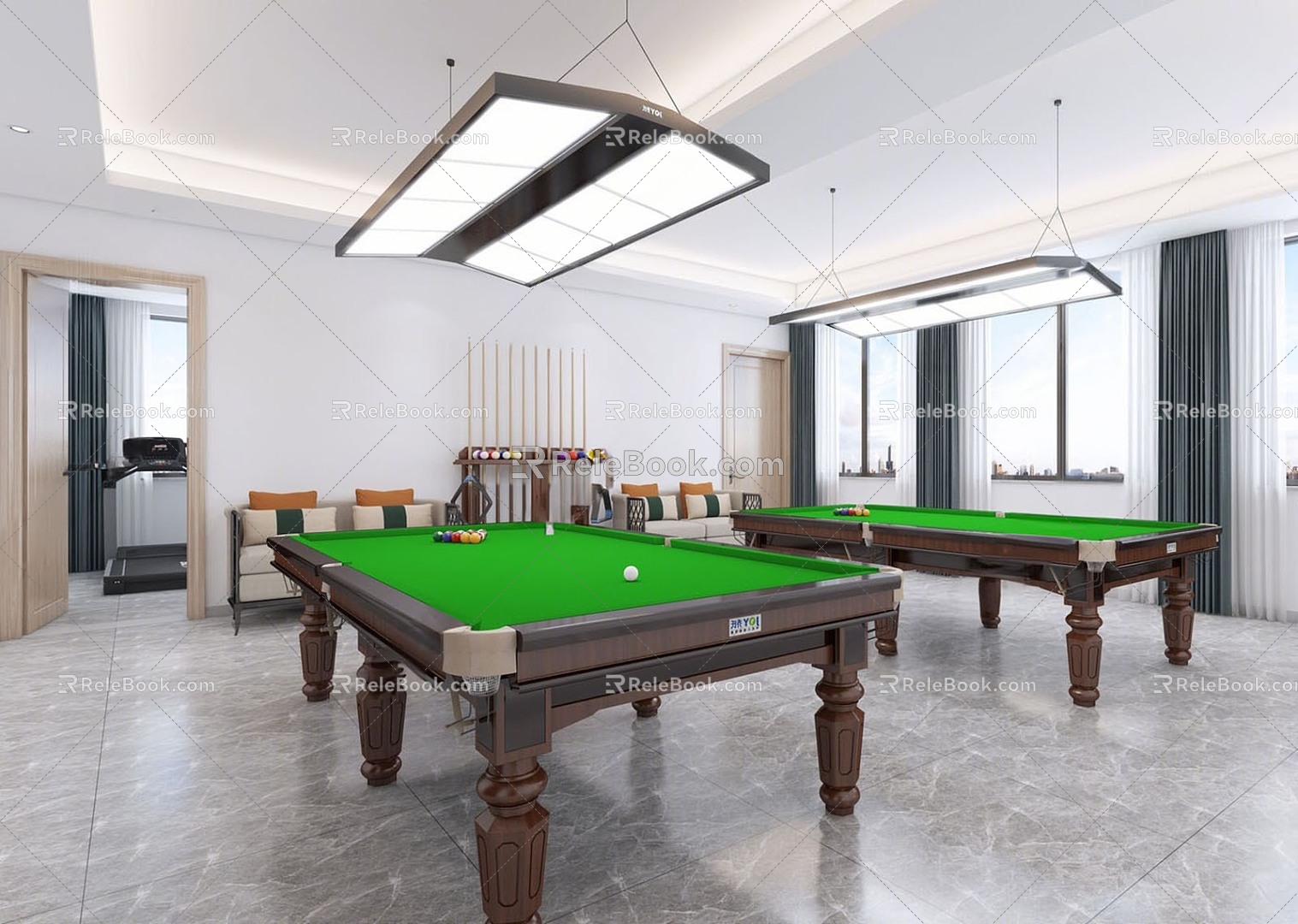 modern billiard room billiard room 3d model