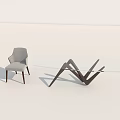 Light Gray Chair And Glass Top Table With Black Metal Legs In Modern Minimalist Design