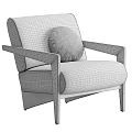 Modern Accent Chair With Light Fabric Upholstery Wooden Armrests And Black Cushion