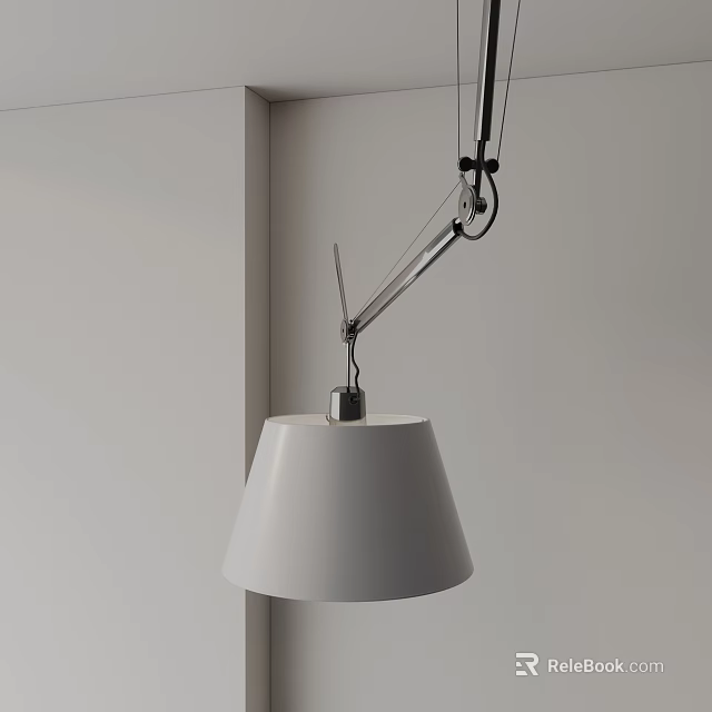 Modern Pendant Light With Adjustable Silver Arm And Gray Shade For Minimalist Interior 3d model
