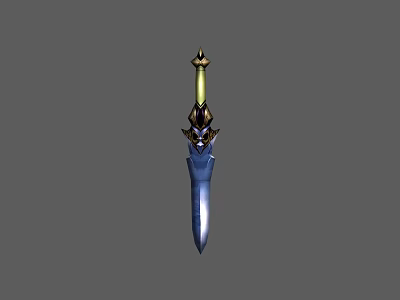 Ornate Decorative Sword With Golden Hilt Blue Blade And Intricate Design Details 3d model