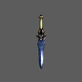 Ornate Decorative Sword With Golden Hilt Blue Blade And Intricate Design Details