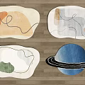 Modern Carpet Children's Cartoon Carpet Combo Planet Carpet Earth Galaxy Children's Carpet Shaped Carpet Combo 3d model