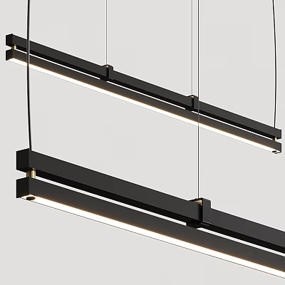 Modern Linear Pendant Lights With Black Frame And LED Light Source For Indoor Space 3d model