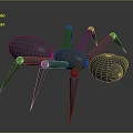 Gray Spider 3D Model with Segmented Body and Detailed Legs Structure Design 3d model