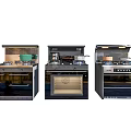 Modern Kitchen Appliances With Three Different Cooktop Oven Storage Designs 3d model
