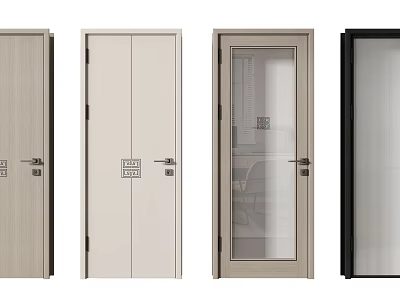 Swing Door Design Options with Wooden Glass Panel and Modern Styles for Home Interior 3d model