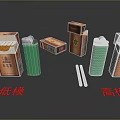 Different Cigarette Packs and Lighters in Low Poly and High Poly Models 3d model