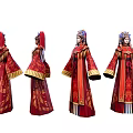 Modern Game Character Ancient Red Makeup Bride 3d model