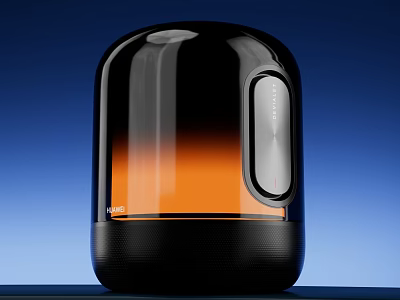 Sleek Modern Headphone Speaker With Black Orange Gradient Round Top Design 3d model