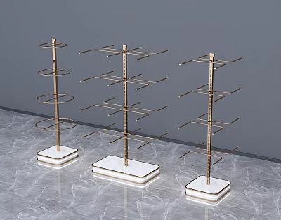 Elegant Modern Metal Multi tiered Clothes Hangers with White Marble Base on 3d model