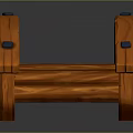 Wooden Arch Bridge Model With Planks And Black Decorative Blocks For Garden Scene