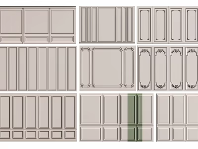 Various Decorative Wainscoting Panels with Different Design Styles for Home Interior 3d model