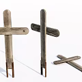 Three Vintage Wooden Cross Decorative Ornament Set For Home Decor