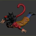 Game Anime Character Goku Black Spiky Hair Red Shirt Yellow Pants Fighting Stance Statue