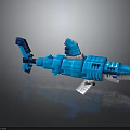 Blue Mechanical Shark Character Constructed With Building Blocks And Unique Design Details
