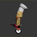 Cartoon Robot Chef Character Riding Small Motorcycle Holding Red Tray With Delicious Hamburger