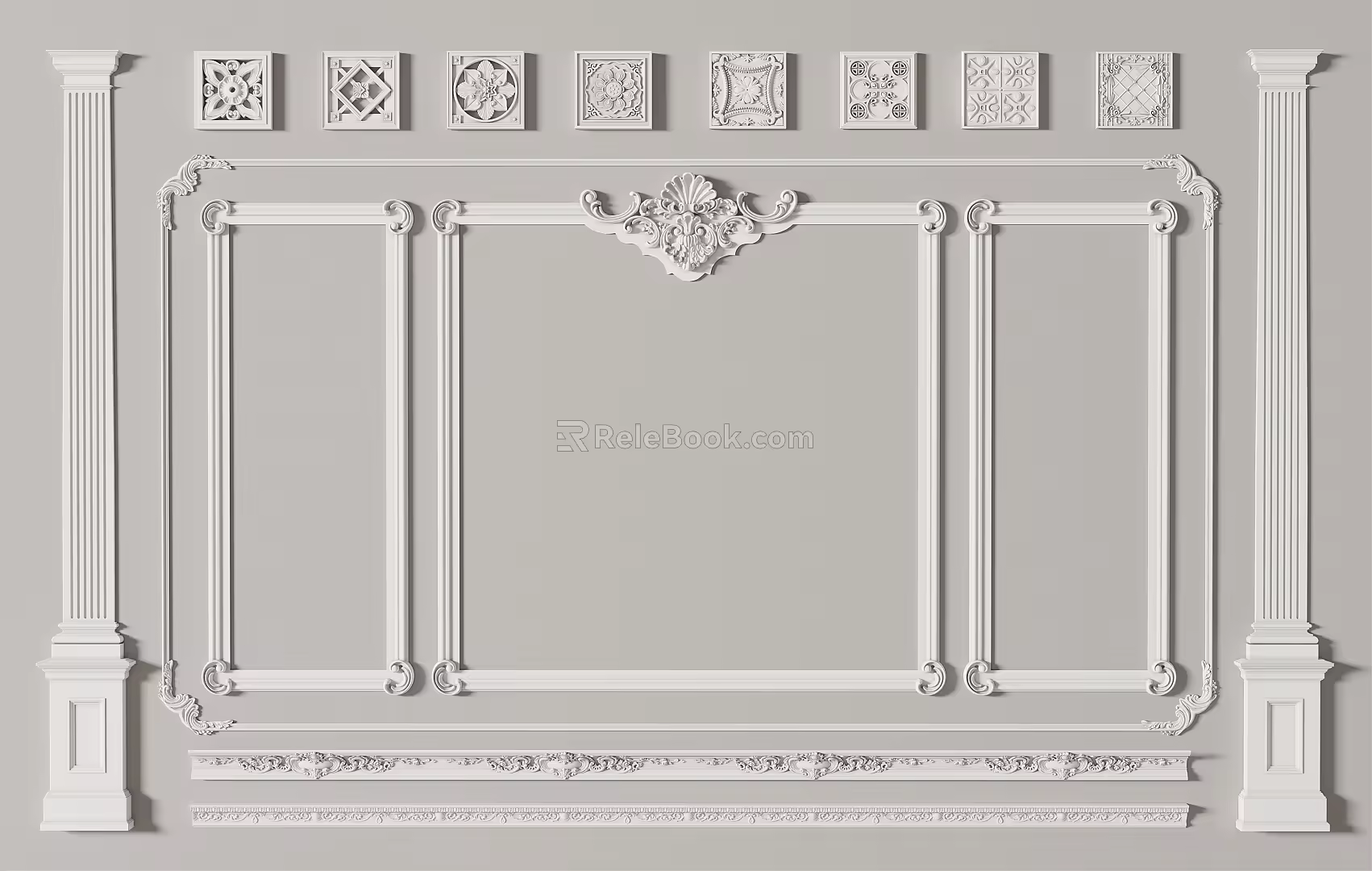 European-style line wall plaster line 3d model