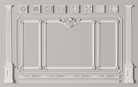 European-style line wall plaster line 3d model