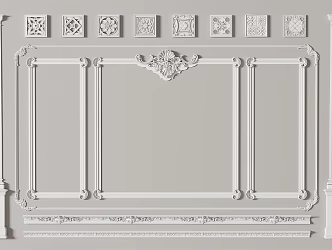 European-style line wall plaster line 3d model