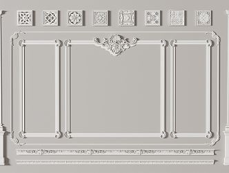 European-style line wall plaster line 3d model