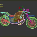 Red Vintage Dirt Bike With Oversized Tires And Metallic Body Details
