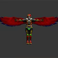 Colorful Toy Figure With Red Wings And Detailed Armor In Standing Pose