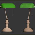 Vintage Table Lamps With Green Lampshades And Brass Bases For Home Decor