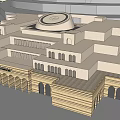 Classical Museum Building With Arched Entrances And Dome Structure Stone Facade 3d model