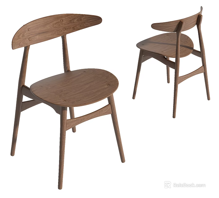 Modern Wooden Dining Chairs With Ergonomic Design And Comfortable Seats 3d model 