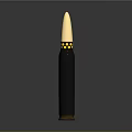 Tactical Ammunition Bullet With Golden Tip Black Body And Yellow Accents Design