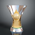 Shiny Silver Trophy Design With Golden Sphere Green Ring And Base