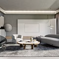 Modern living room curved sofa combination 3d model